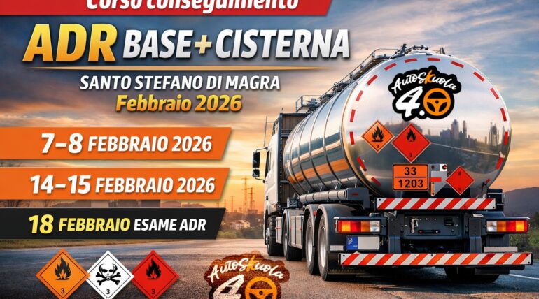 Corso conseguimento ADR Base + Cisterna a Santo Stefano di Magra Febbraio 2026