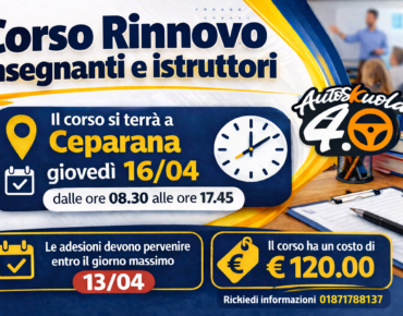Corso Rinnovo per insegnanti e istruttori di scuola guida Ceparana